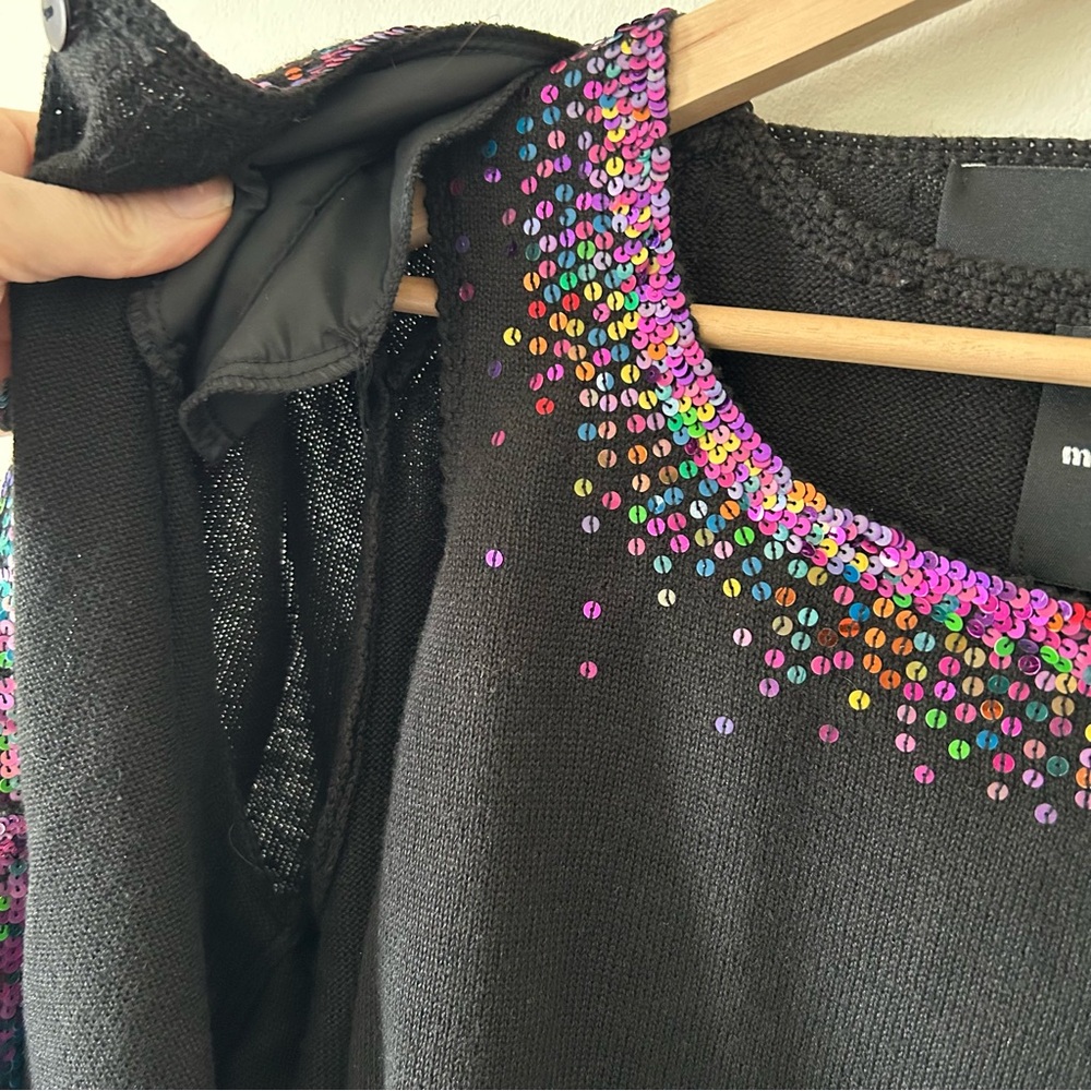 Michael Simon Black Cardigan with Sequins and Matching Sleeveless Top Sz M - Picture 4 of 5